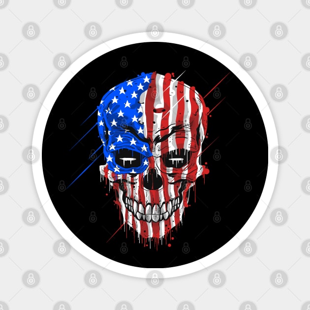 Skull Head Usa Flag Magnet by Mako Design 